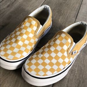 Golden yellow Checkered Vans💛